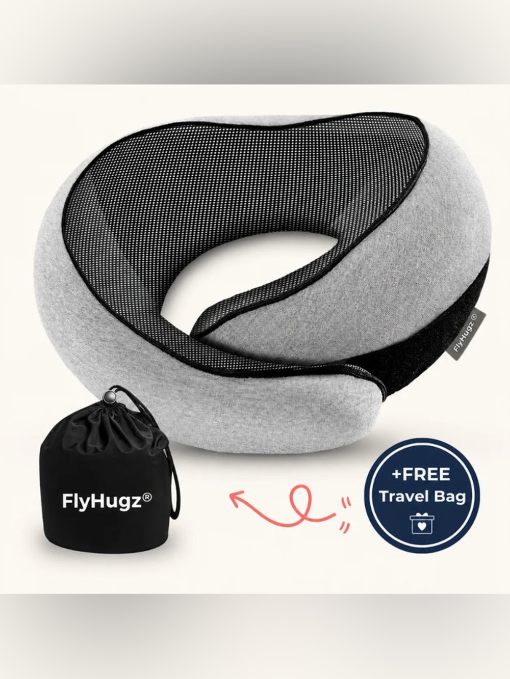 FlyHugz Gray Travel Neck Pillow